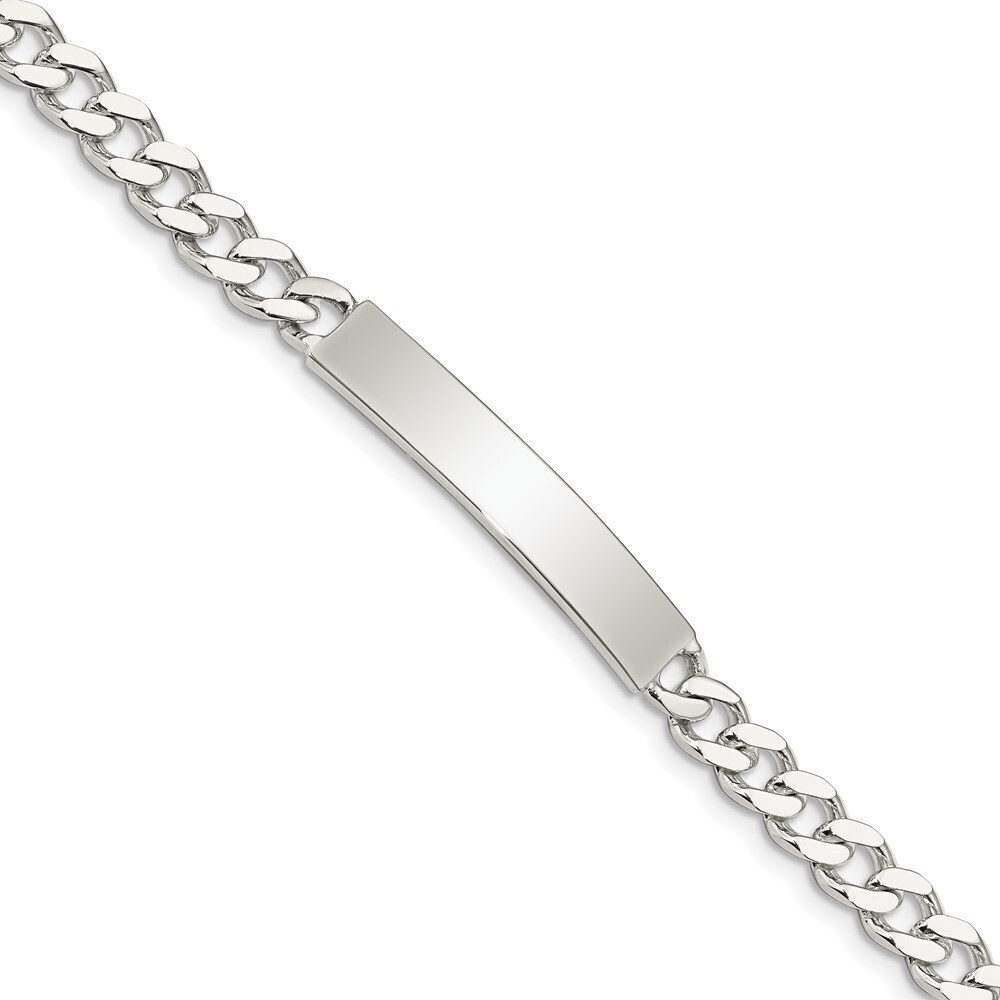 Kazi Luxury Sterling Silver Polished Engraveable Curb Link ID Bracelet